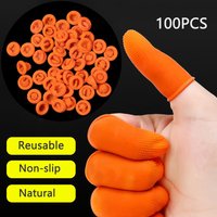 100PCS Cleaning Accessories Natural Latex Nail Art Tool Orange Finger Cots Rubber Gloves Finger Cover Protector Gloves