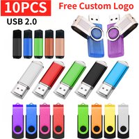 10pcs Free Logo USB Flash Drive Colorful Metal 64GB 32GB Pen Drive 16GB 8G 4GB 128M Pendrive Memory Stick Creative Business 2.0