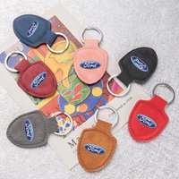 Leather Car Emblem Keychain Ford Fiesta C-Max Kuga Ranger Raptor KA Fusion ST Transit Edge Keyring Keychain Auto Accessories