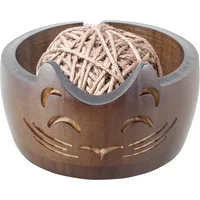 Wooden Yarn Bowl Pine Wood Crochet Bowl Holder Weaving Thread Bowl with Holes Portable Wool Storage Bowl Cute Knitting Yarn