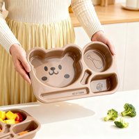 Large Capacity Dinner Plate For Kids Cartoon Plastic Divided Fruit Salad Plate Reusable Breakfast Food Plate Microwave Heatable
