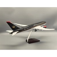 47cm 1:130 Scale Plane Model Toy Royal Jordanian B787 Airways Diecast Airplane Kit Resin Collectible Aircraft Toy With LED Base