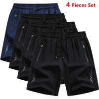 4 Pieces Football Soccer Sports Shorts for Men Gym Fitness Board Shorts Men's Running Sportswear Beach Short Pants Men Jogging