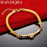 18K Gold Plated Zircon Chain Bracelet For Women Fashion Jewelry Charm Grace Birthday Gifts Party Accessories