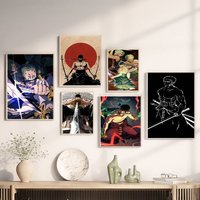 Anime One Piece Zoro Anime Posters Sticky Decoracion Painting Wall Art White Kraft Paper Wall Decor