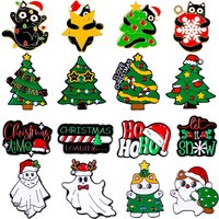 Christmas Cartoon Enamel Brooch Christmas Tree Ginger Candy Man Santa Kitty Santa Hat Ghost Metal Badge Punk Animal Pin Gif
