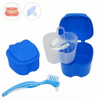 Dental False Teeth Case Retainer Denture Soaking Box Mouth Guard Ortho Cleaning Tooth Holder with Filter Oral Hygiene Supplies
