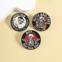 Creative horror Personalized Halloween Skeleton Series Enamel Pin The Ghost Drinking Coffee Metal Brooch Lapel Badge Gifts