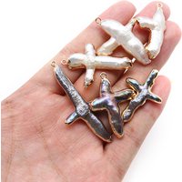 1pc Cross Shape Pearl Pendant 100% Natural Freshwater Pearls Charms for Jewelry Making Supplies DIY Necklace Earrings Accessory