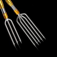 Stainless Steel Headed Fishing Spear with Retractable Shaft And Barbed Tip Manganese Steel Ultra Hard Large Size Fishing Fork