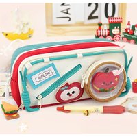 Pen Bag New Girl's Niche Cute High Beauty Burger Large Capacity Stationery Box Stationery Burger Apple Milk Tea Pencil Bag New