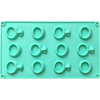 1pc 12 hole ring shaped non stick silicone mold, used for DIY chocolate, candy, baked cake decoration molds