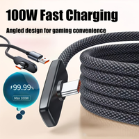 100W PD Super Fast Charging 90 Degree Elbow Aluminum Stable Aluminum Shell L Shape USB Type C Braided HighSpeed Transfer Cable