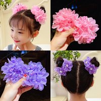 2PCS Pink Adorable Hair Bands - Ideal for Little Girls. Princess Ball Hair Rings, Flower Head Ropes with Elastic Ties