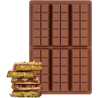 6-piece chocolate bar silicone mold, large filling chocolate bar mold, suitable for filling Dubai-style chocolates