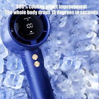 Easy Use Handheld Turbo Fan USB Rechargeable Portable Mini Air Cooler LED Display Long Battery Life Quiet for Travel Outdoor Use