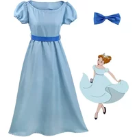 Princess Wendy Full Set Dress Pan Peter for Women Girl Halloween Party Cosplay Costume Summer Halloween Maxi Dress with Headwea