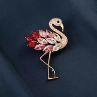 Fashion Pink Crystal Flamingo Brooches For Women Cute High-Grade Rhinestone Beauty Bird Animal Brooch Pin Jewelry Accessories