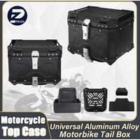 Universal New Motorcycle Top Case Aluminum Alloy Motorbike Tail Box with Leather Lining Waterproof Detachable Motorcycle Top Box