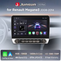 Junsun 10,1 Zoll Tasten Drahtloses Carplay AndroidAuto Autoradio für Renault Megane 3 Samsung SM3 2008–2014 Bluetooth GPS Navi 4G DSP