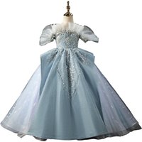 Custom Luxury Flower Girl Dress Wedding Gown Birthday Party Pageant Catwalk Off Shoulder Sequin Tulle Ball Gown فساتين اطفال
