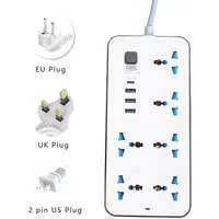 2m Extension Cord Power Multi Tap Multi Ports AC Sockets & 3 USB Electrical Socket Type C Smart Home EU US UK Universal Plug
