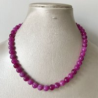 8MM Rubellite Necklace Pink Red Natural Stone Beads Jewelry Health Care Gemstone Protection Choker Healing Yoga Female