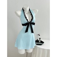 2026 new summer Y2K polka dot neck dress, street trend, niche fashion, spicy girl, versatile party, daily date, fresh and sweet