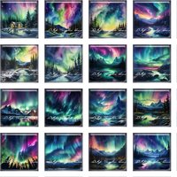 10pcs/lots Square Photo Glass Cabochon Aurora Polar Lights Charms Demo Flat Back Cameo For Diy Jewelry Making Accessories