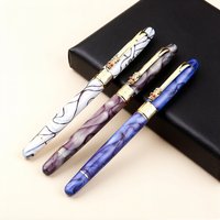 0.38mm Extra Fine Nib Fountain Pen, Marble Veining Metal Calligraphy Writing Gift Pen