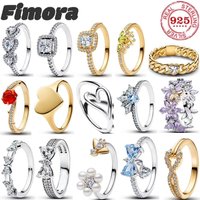 Hot-selling Fashion 925 Sterling Silver Flower Heart And Square Ring For Women's Anniversary Exquisite Jewelry Gifts