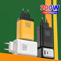 200W Fast Charging USB Type C Phone Charger PD3.0 QC3.0 Super Charge EU/UK/US Charger For Samsung Poco Xiaomi Iphone 17 16 15