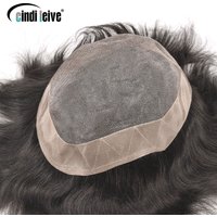8x10" Breathable Fine Mono With NPU Toupee For Men Human Hair Piece Natural Black Male Wig Toupee Men's Replacement Systems