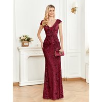 Hot Elegant Champagne Sequin Evening Dress Beauty Women Long Mermaid Formal Deep V-neck Prom Luxury Wedding Party Gowns Dresses
