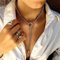 Minimalized Toggle Clasp Silvery Plated Chain Necklace for Women Men Fashion Vintage Banquet Festival Jewelry Accessories Crafts