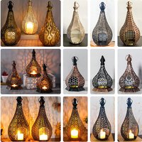 Elegant Metal Lantern Candle Holder Vintage Tea Light Holder Hanging Candle, Lantern Candlestick Rack for Home Living Room Party