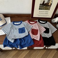2PCS/Set Kids Striped T-shirt+Short pants Casual Loose Tees New Design Short Sleeve Tops Summer Shorts