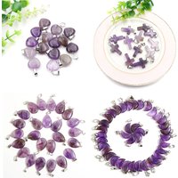 50Pcs Natural Amethyst Polished Crystal Stone Multi-Style DIY Reiki Charms for Jewelry Crafting Therapy Beads Wholesale Supplies
