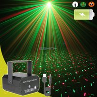 YB Rechargeable Battery Mini R&G Laser DJ Light Disco Full Stars Projector Firefly Dance Bar Party Xmas Stage Effect Lamp
