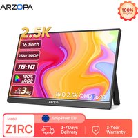 ARZOPA 16-calowy przenośny monitor 2K 16:10 IPS z ekranem IPS i portami Type-C Mini HDMI, drugi wyświetlacz do MAC/Laptopa/PC/Xbox/PS4/5/Switch, Z1RC