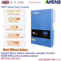 ANENJI 6.2KW 48V Hybrid Solar Inverter MPPT Inverter 230VAC On Grid Off Grid Pure Sine Wave 120A Solar Charger PV 500VDC WIFI