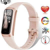 LIGE Amoled Smart Watch Smartwatch Band Women Heart Rate Blood Waterproof Connected Smart Bracelet Sport Fitness Tracker Watch