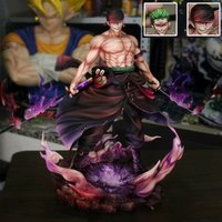 28cm/11.02inch One Piece Zoro Figure Led Base Replace Heads Roronoa Zoro Pvc Action Figures Collection Model Toys Gifts