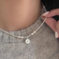 Simple Beaded Heart Pendant Freshwater Pearl Necklace Elegant Thin Chain Choker For Women Trendy Y2k Jewelry Party Gift