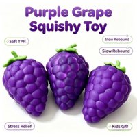 Purple Grape Squishy Toy Soft TPR Slow Rebound Squeeze Fidget Realistic Fruit Stress Relief Sensory Decompression Kids Gift