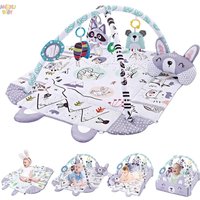 4 in 1 Baby Activity Gym Foldable Baby Playmats and Gyms with Mirror & Pillow Thick Educational Mat fit Newborn to 36 Months