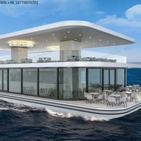 Luxury 2-Floor Houseboat with Floating Bar Restaurant Aluminum AC Solar Panel Kitchen-Outboard Engine for Recreational Boating