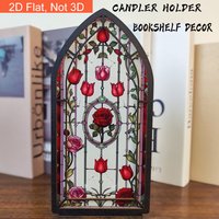 1pc Gothic Rose Bookshelf Ornament, Desktop Decor for Valentine's Day, Library Bookshelf Decor - Candle Holer for Home & Room