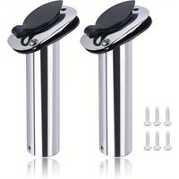 2PCS Boat Stainless Steel Fishing Rod Holder Flush Mount 15/30/90 Degree with PVC Cap Inner Tube and Gasket