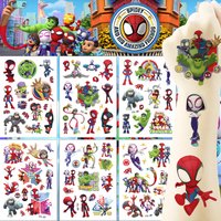 6Pcs SpiderMan and His Amazing Friends Tattoo Stickers Waterproof Sticker Funny Kids Girls Christmas Birthday Gift Reward Toy
